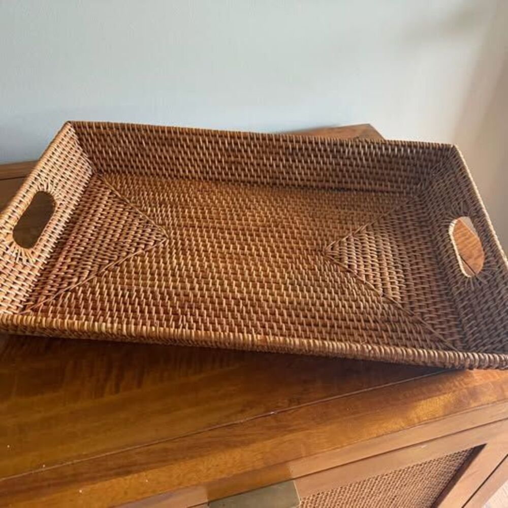 Rectangular Woven Rattan Serving Tray